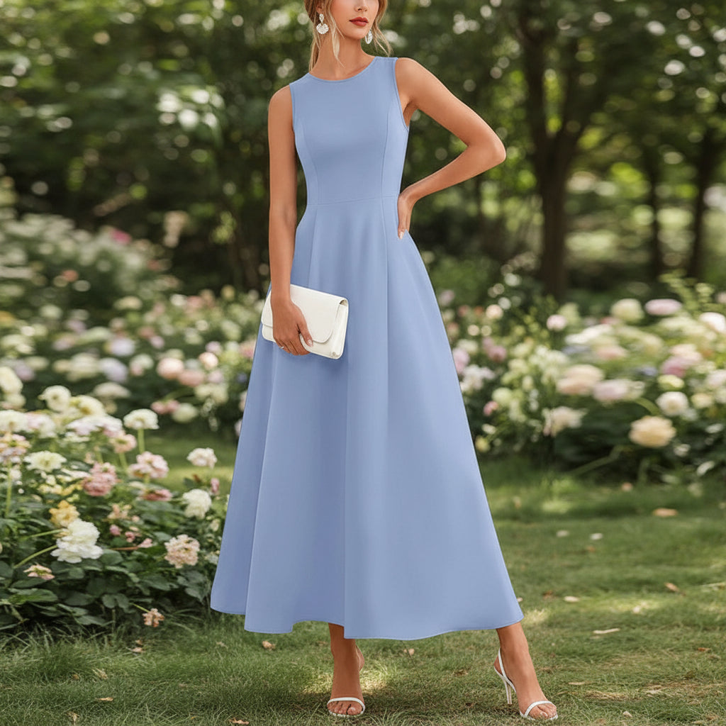 Women's Slim-Fit Long Vest Dress – A-Line High-Waist Sleeveless FitiqueFit