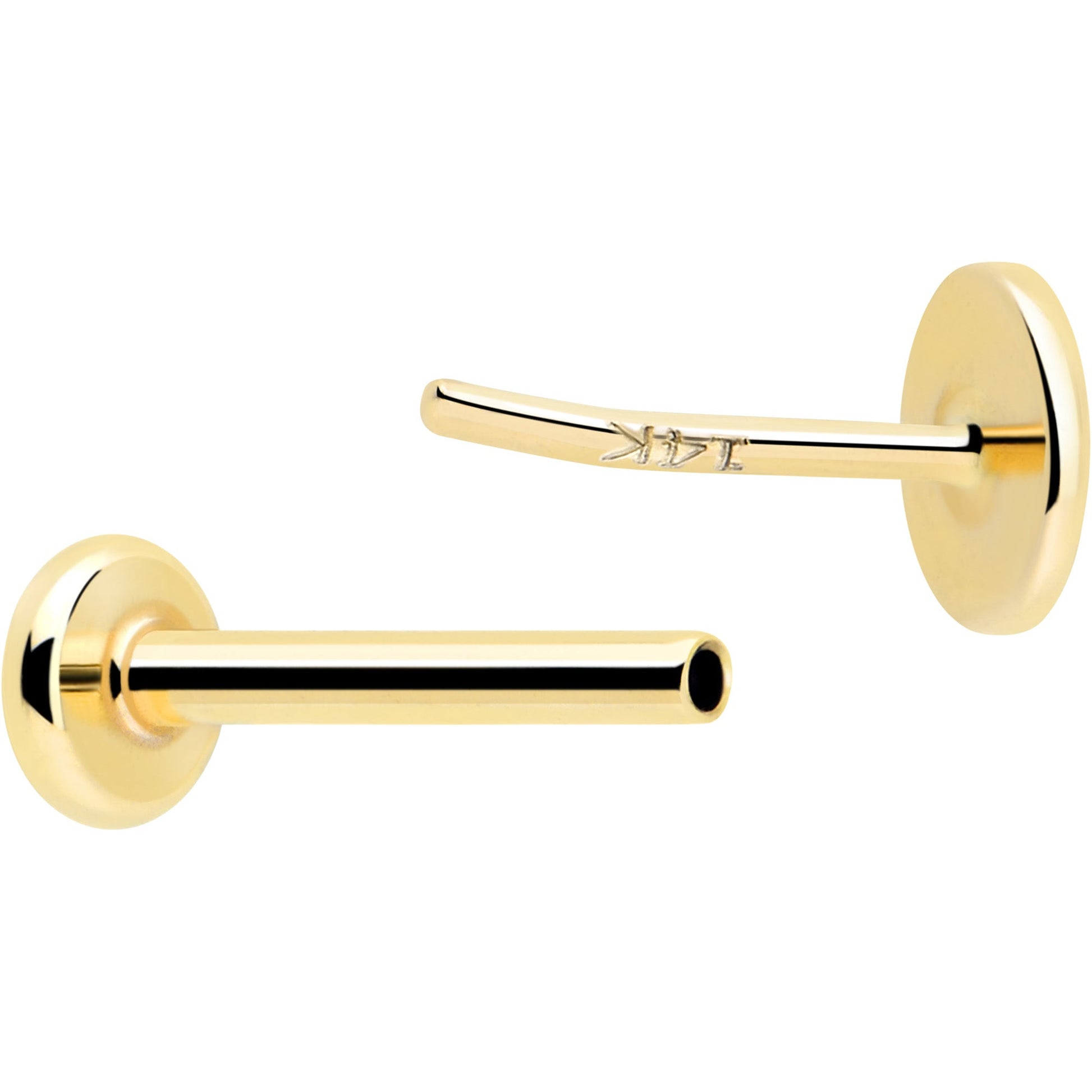 14k Solid Yellow Gold 3mm Disc Threadless Push In Flat Back Stud BodyCandy