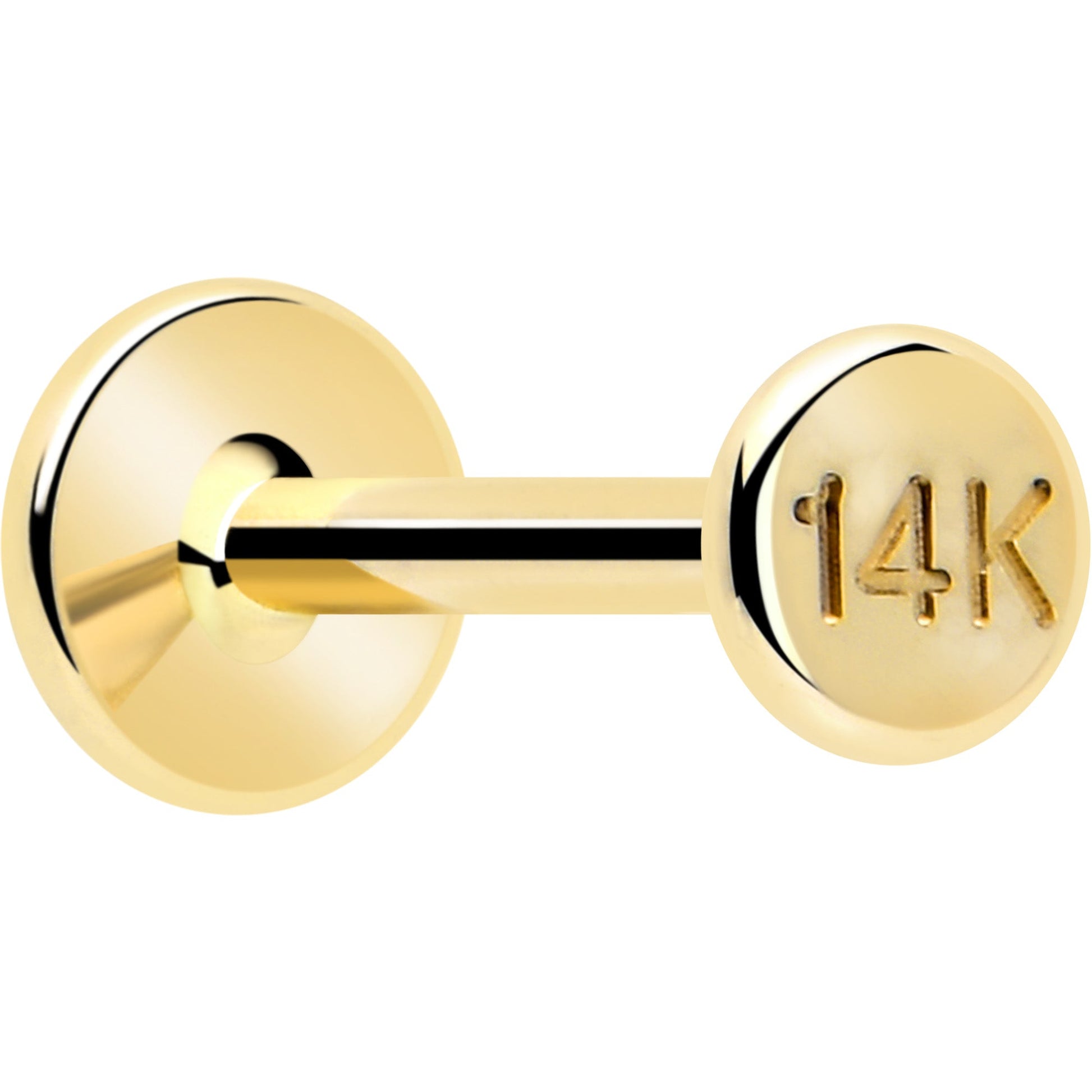 14k Solid Yellow Gold 3mm Disc Threadless Push In Flat Back Stud BodyCandy