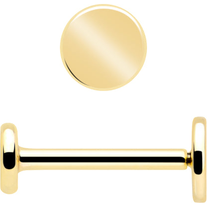 14k Solid Yellow Gold 3mm Disc Threadless Push In Flat Back Stud BodyCandy