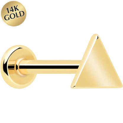14k Solid Yellow Gold 3mm Triangle Threadless Push In Flat Back Stud BodyCandy