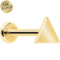 14k Solid Yellow Gold 3mm Triangle Threadless Push In Flat Back Stud BodyCandy