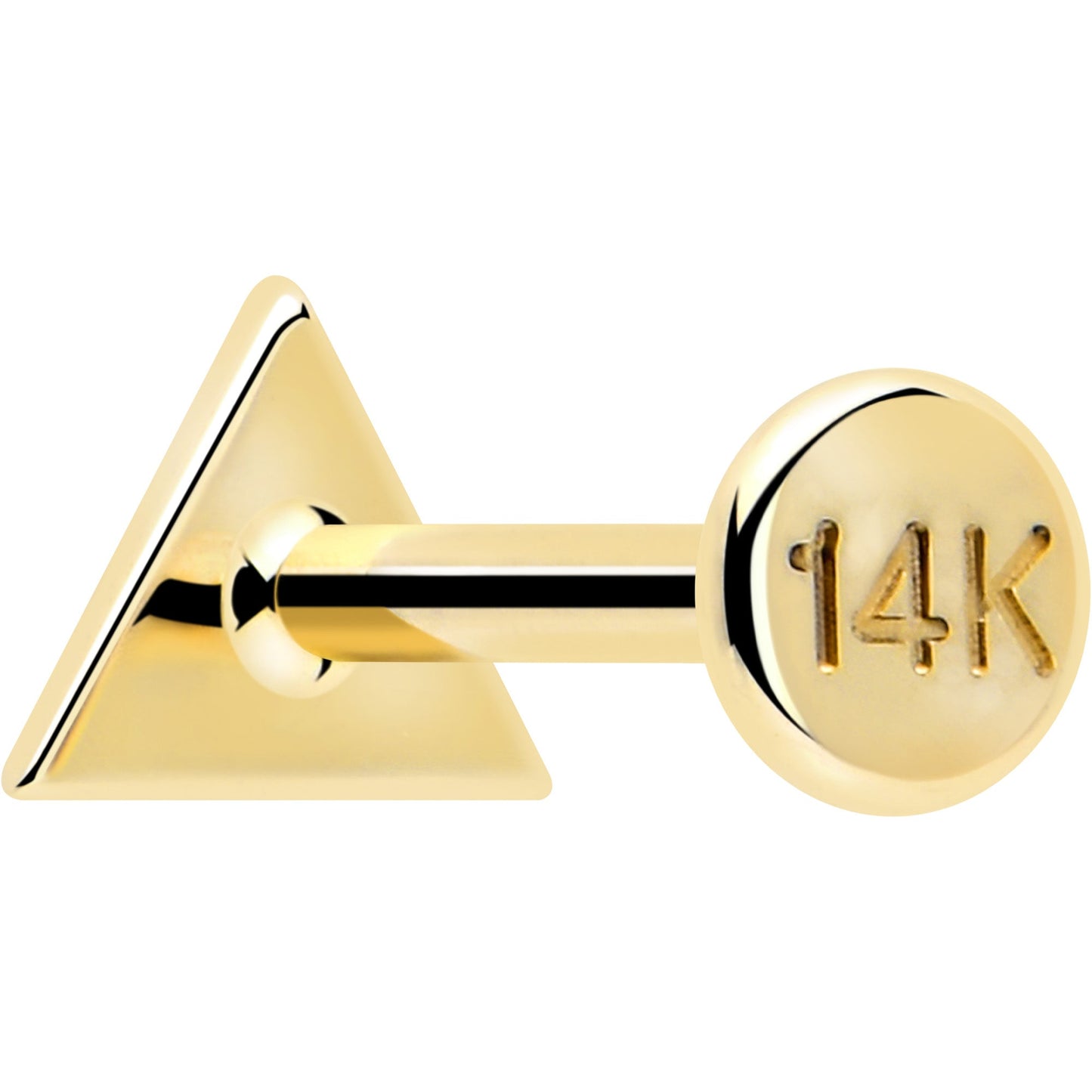 14k Solid Yellow Gold 3mm Triangle Threadless Push In Flat Back Stud BodyCandy