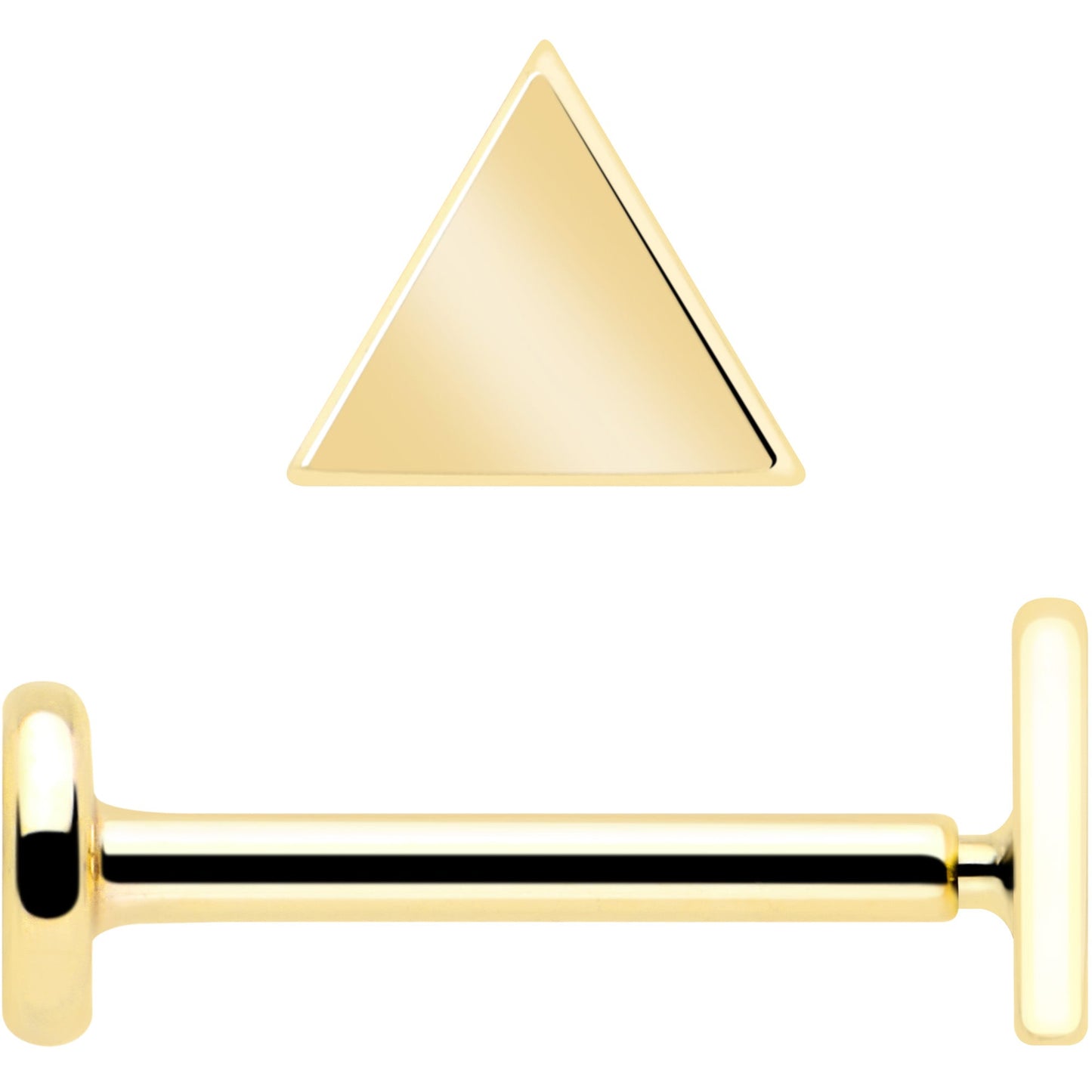 14k Solid Yellow Gold 3mm Triangle Threadless Push In Flat Back Stud BodyCandy