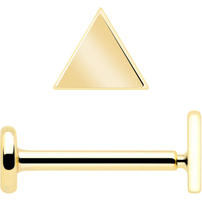14k Solid Yellow Gold 3mm Triangle Threadless Push In Flat Back Stud BodyCandy