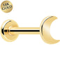 14k Solid Yellow Gold 3mm Moon Threadless Push In Flat Back Stud BodyCandy