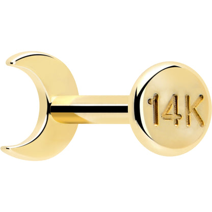 14k Solid Yellow Gold 3mm Moon Threadless Push In Flat Back Stud BodyCandy