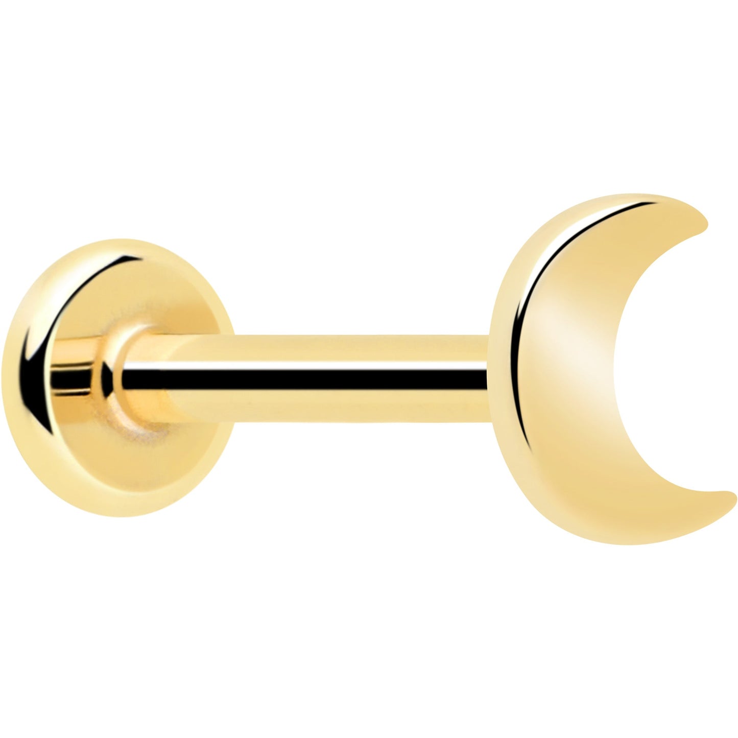 14k Solid Yellow Gold 3mm Moon Threadless Push In Flat Back Stud BodyCandy