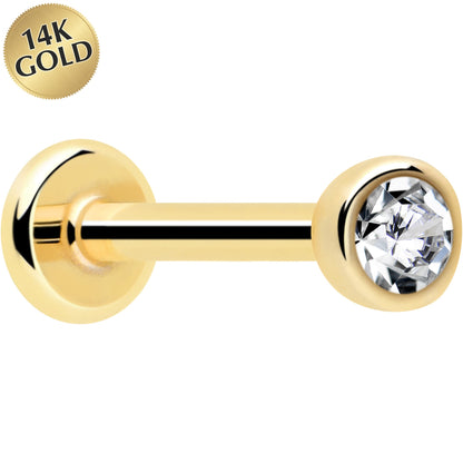 14k Solid Yellow Gold 2mm CZ Gem Threadless Push In Flat Back Stud BodyCandy