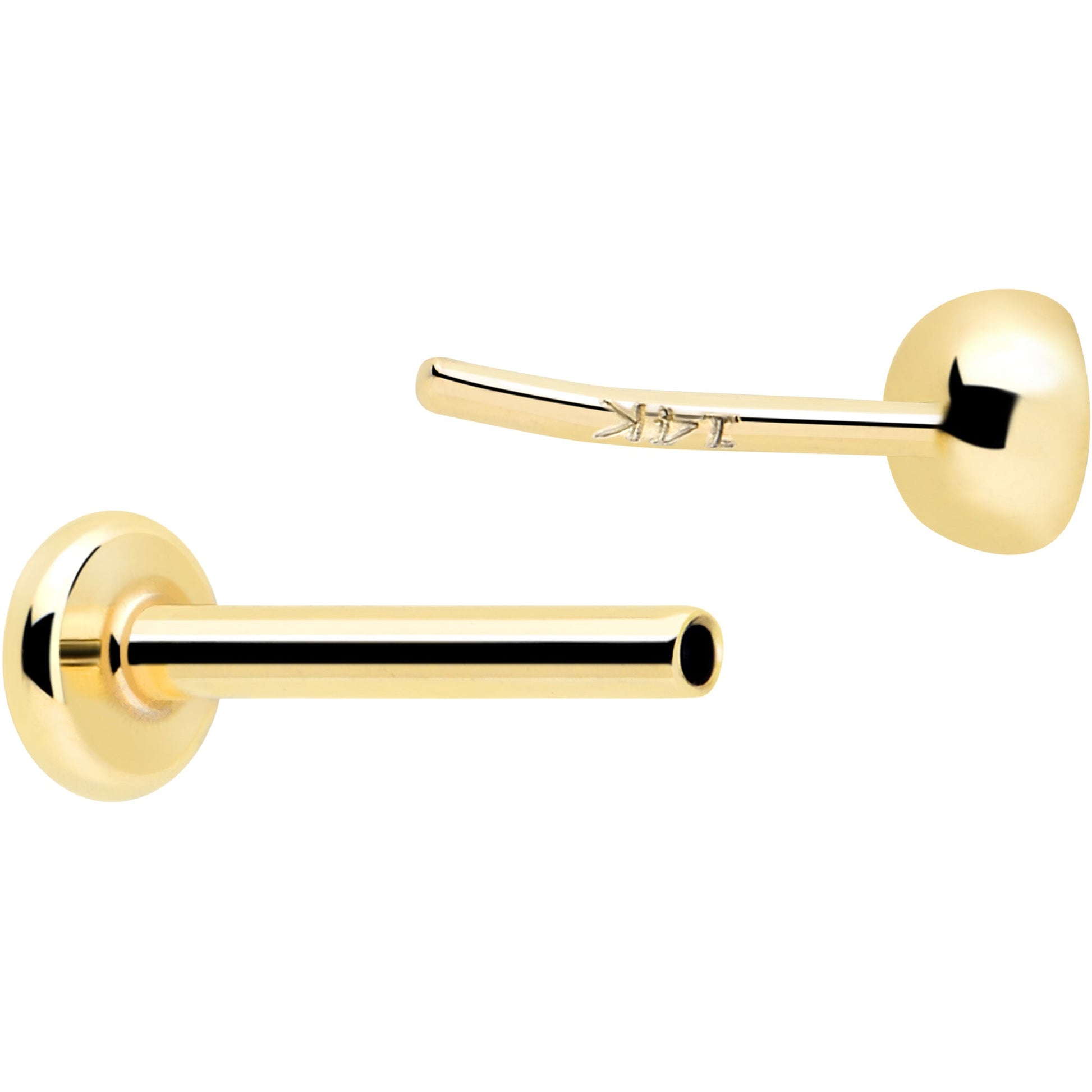 14k Solid Yellow Gold 2mm CZ Gem Threadless Push In Flat Back Stud BodyCandy