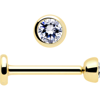 14k Solid Yellow Gold 2mm CZ Gem Threadless Push In Flat Back Stud BodyCandy