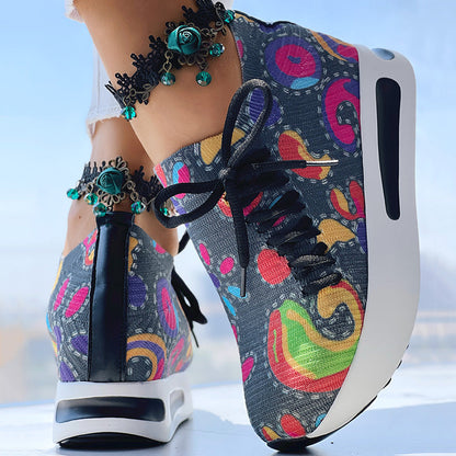 Women's Random Print Side Lace-Up Elastic Sport Shoes, Comfortable Slip-On Sneakers For Women, Casual Daily Wear Footwear See size chart under “more details” The Fashion Celestial