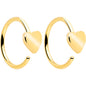 20G Gold Tone Implant Grade Titanium Heart Open Hoop Earring Set BodyCandy