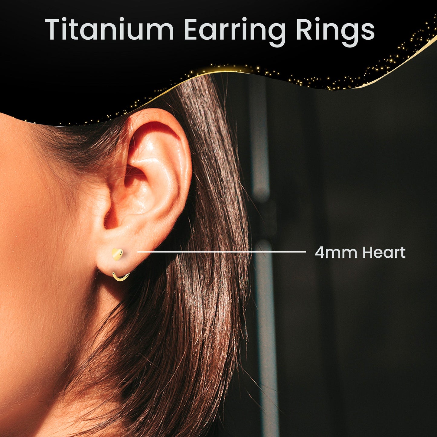 20G Gold Tone Implant Grade Titanium Heart Open Hoop Earring Set BodyCandy