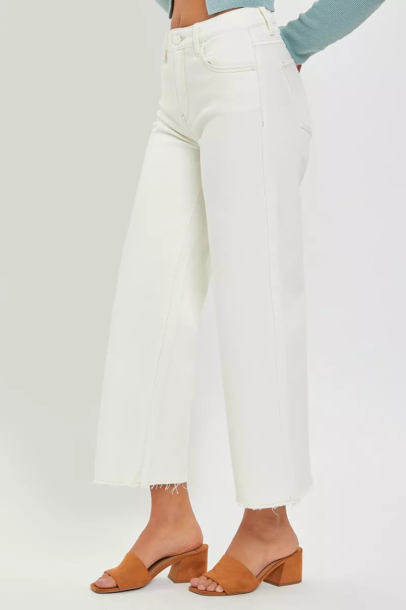 RISEN Tummy Control High Rise Crop Wide Jeans West2East Surf