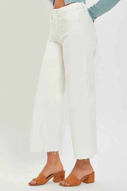 RISEN Tummy Control High Rise Crop Wide Jeans West2East Surf
