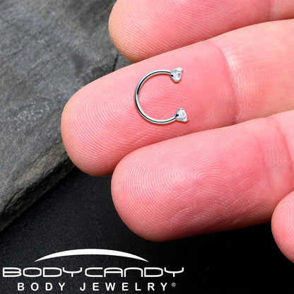 Double Gem Horseshoe Nose Ring Kit with Ball Grabber BodyCandy