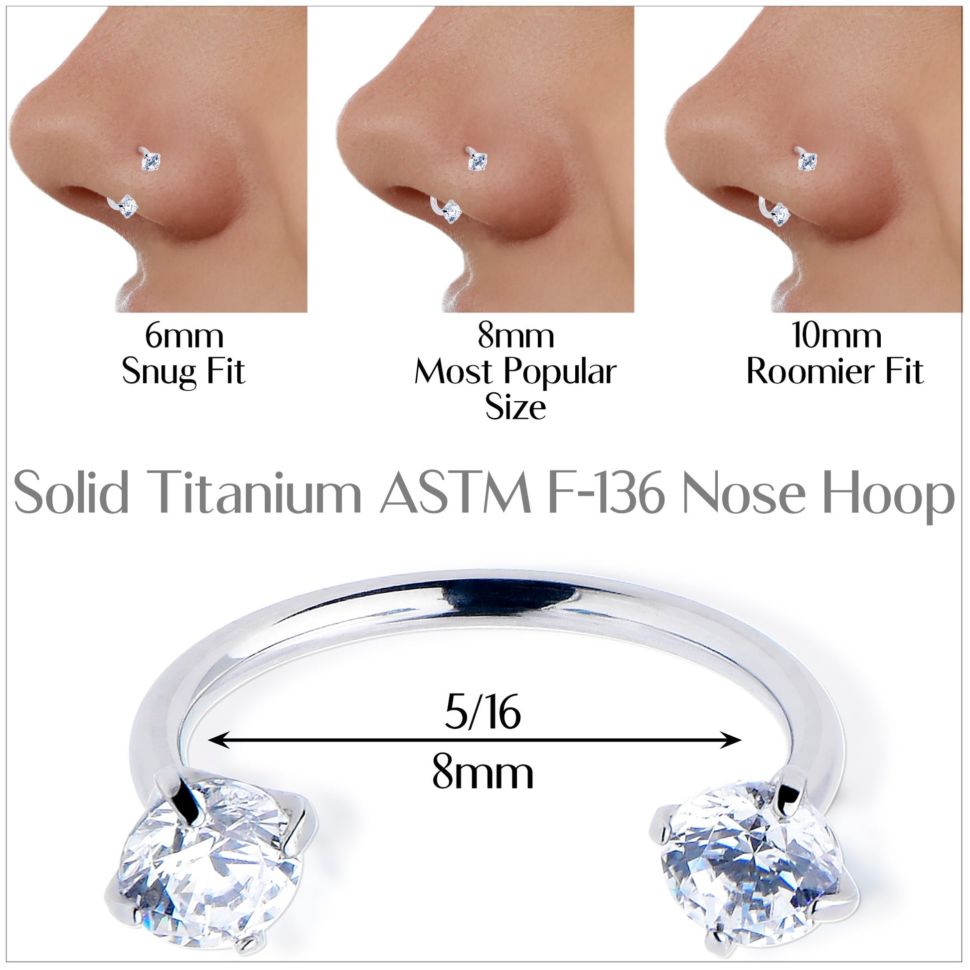 Double Gem Horseshoe Nose Ring Kit with Ball Grabber BodyCandy