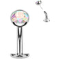 CZ Bezel Gem Titanium Threadless Floating Belly Ring BodyCandy