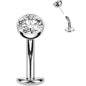CZ Bezel Gem Titanium Threadless Floating Belly Ring BodyCandy