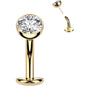 CZ Bezel Gem Titanium Threadless Floating Belly Ring BodyCandy