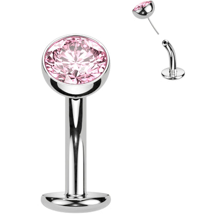 CZ Bezel Gem Titanium Threadless Floating Belly Ring BodyCandy
