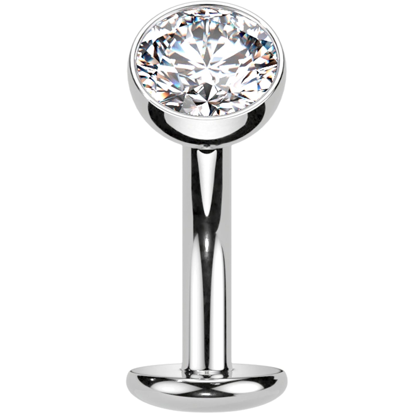 CZ Bezel Gem Titanium Threadless Floating Belly Ring BodyCandy