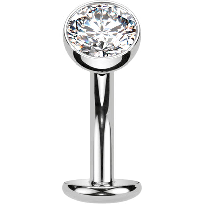 CZ Bezel Gem Titanium Threadless Floating Belly Ring BodyCandy