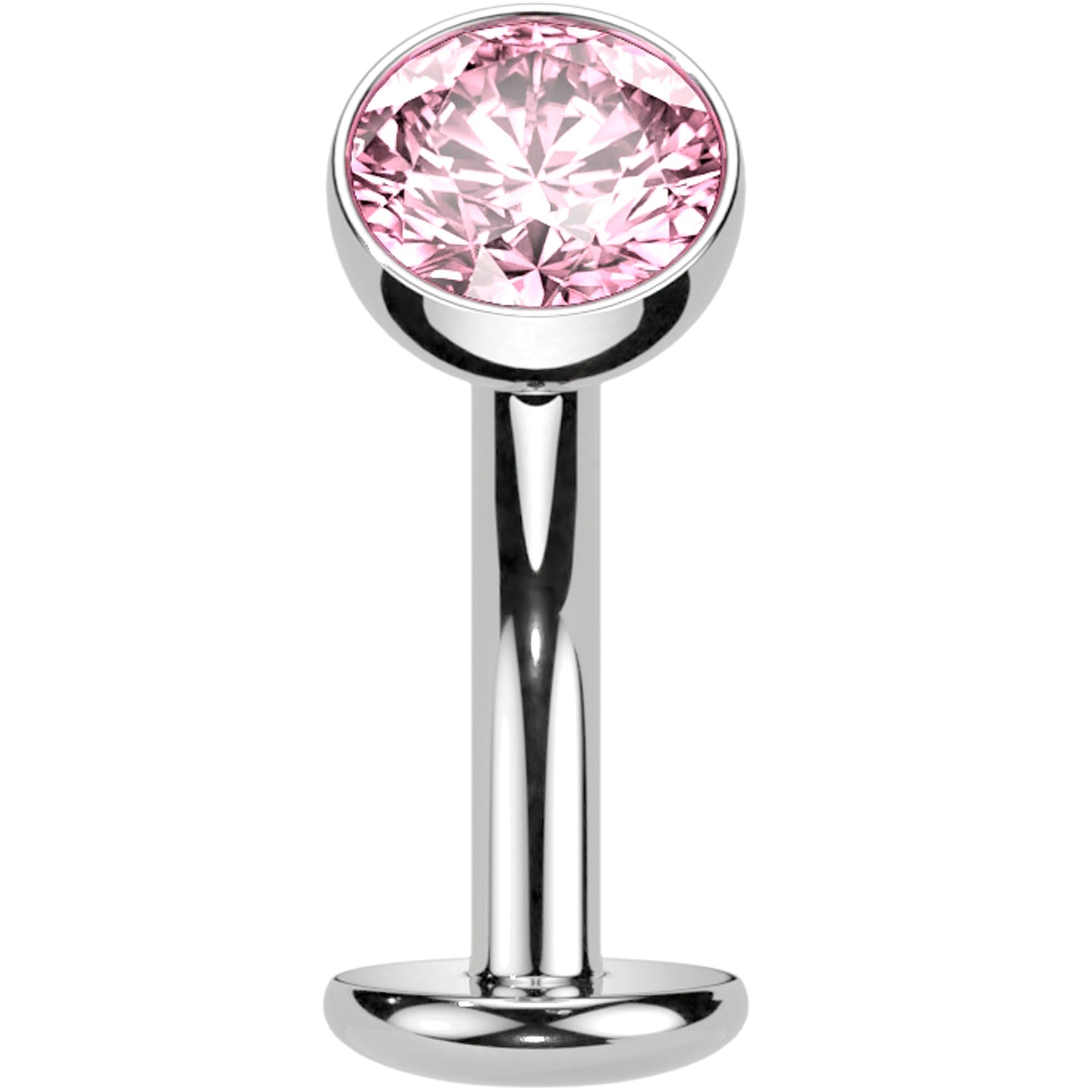 CZ Bezel Gem Titanium Threadless Floating Belly Ring BodyCandy