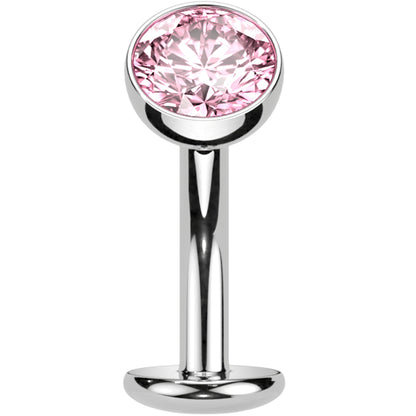 CZ Bezel Gem Titanium Threadless Floating Belly Ring BodyCandy