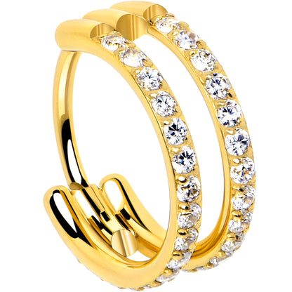 20G Double Row Micro Gem Implant Grade Titanium Hinged Double Hoop Nose Ring BodyCandy