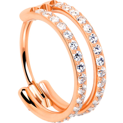 20G Double Row Micro Gem Implant Grade Titanium Hinged Double Hoop Nose Ring BodyCandy