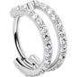20G Double Row Micro Gem Implant Grade Titanium Hinged Double Hoop Nose Ring BodyCandy