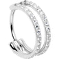 20G Double Row Micro Gem Implant Grade Titanium Hinged Double Hoop Nose Ring BodyCandy