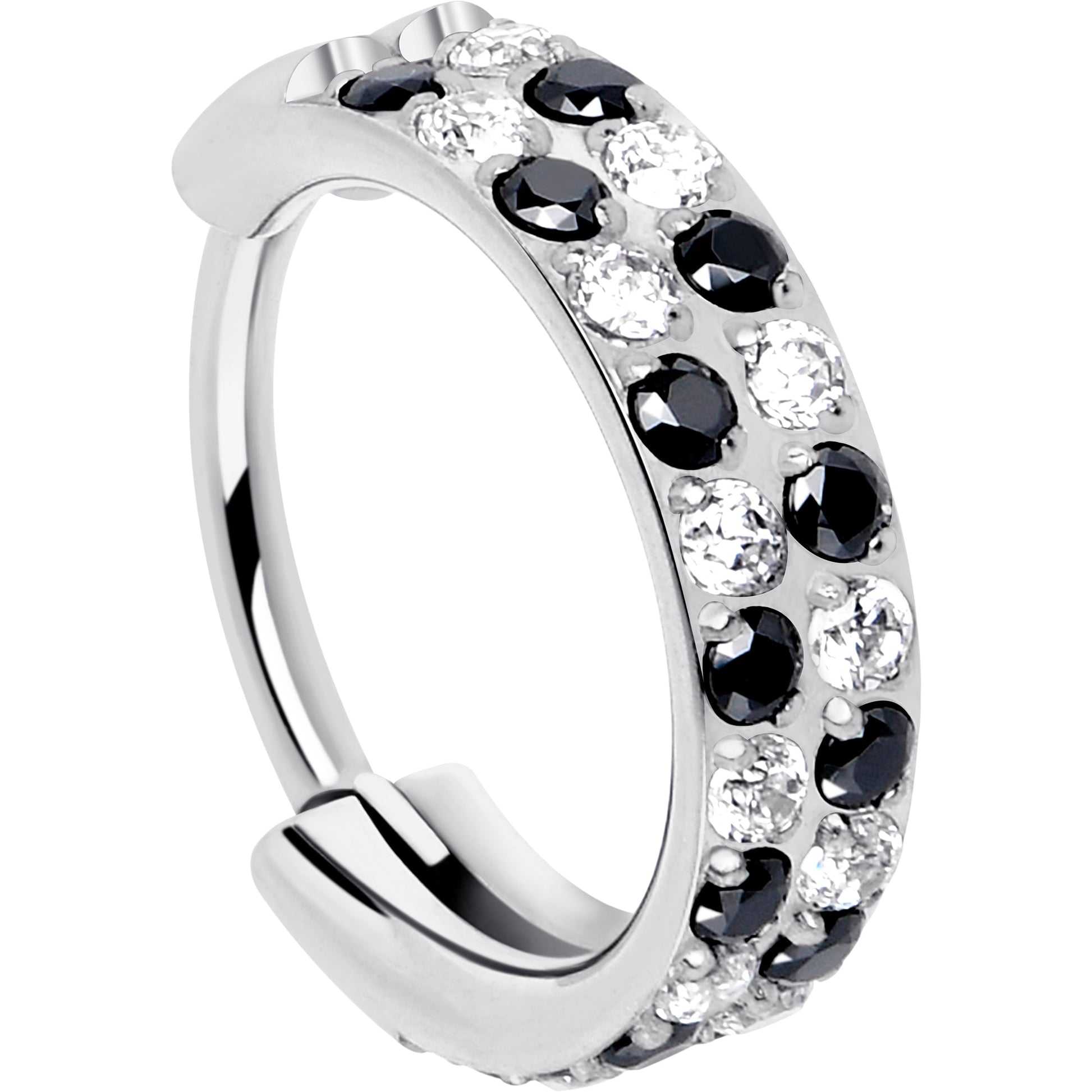 20G CZ Double Row Checkerboard Implant Grade Titanium Nose Hoop BodyCandy