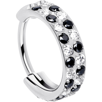 20G CZ Double Row Checkerboard Implant Grade Titanium Nose Hoop BodyCandy