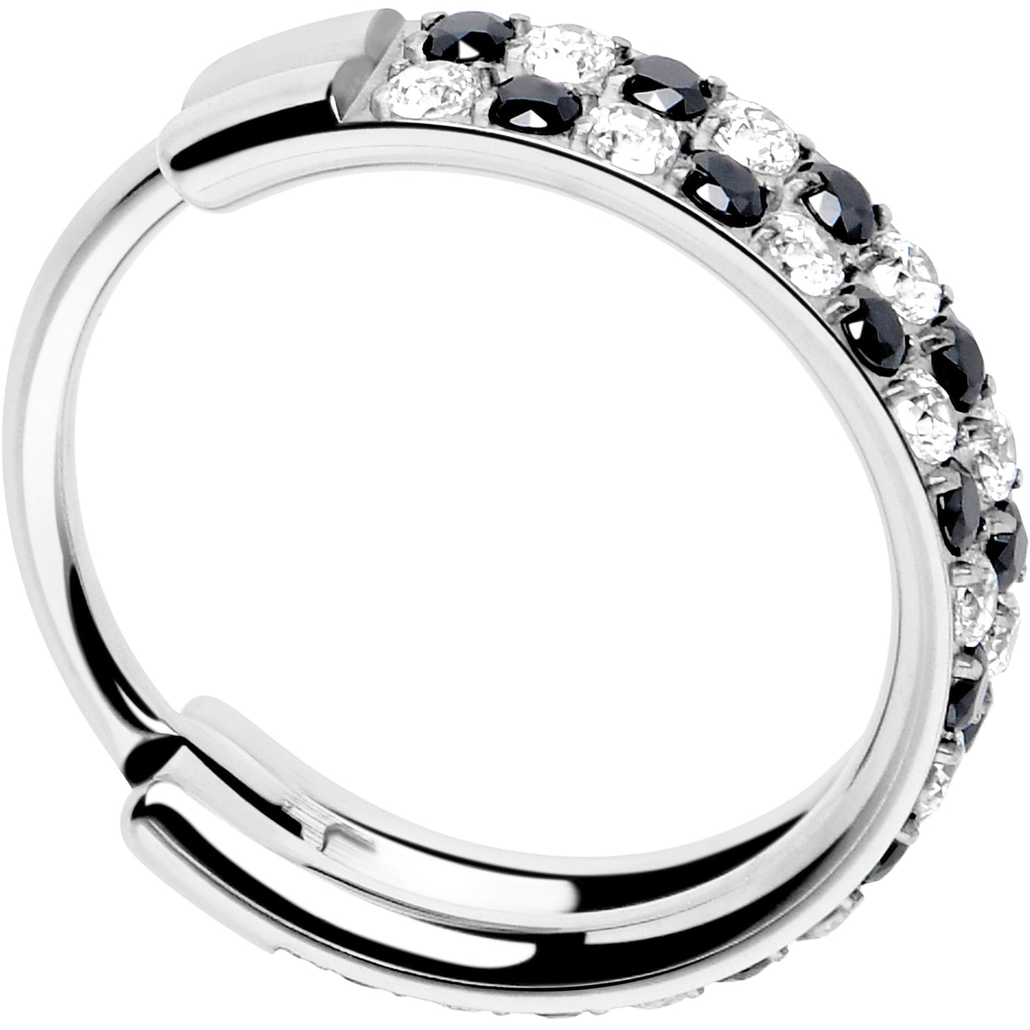 20G CZ Double Row Checkerboard Implant Grade Titanium Nose Hoop BodyCandy