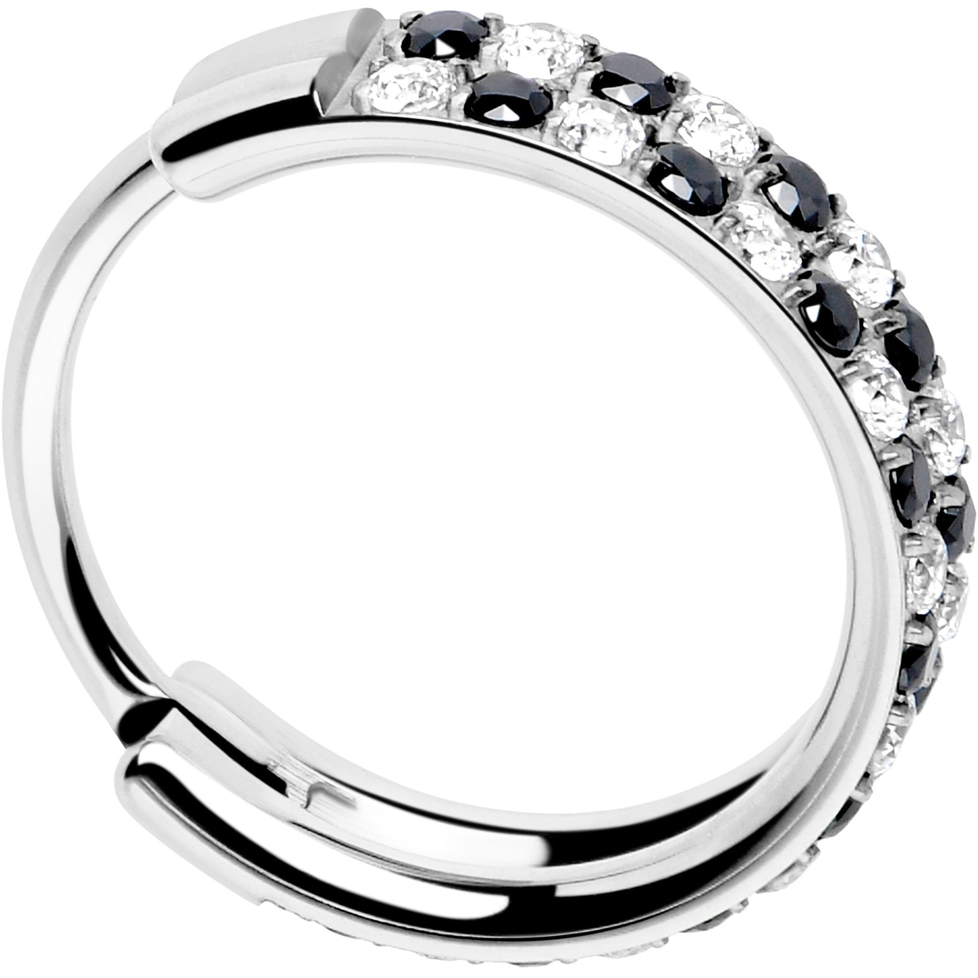 20G CZ Double Row Checkerboard Implant Grade Titanium Nose Hoop BodyCandy