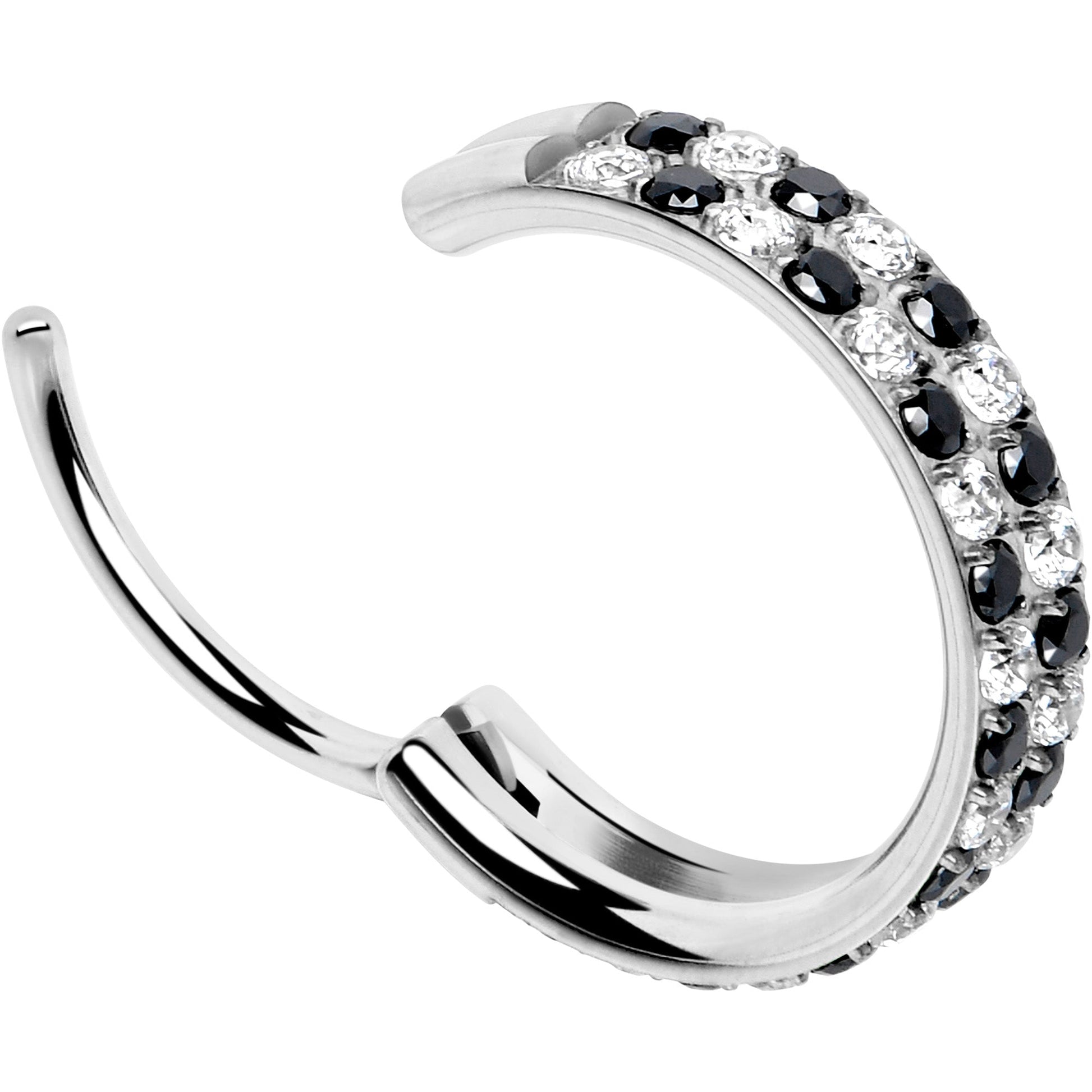 20G CZ Double Row Checkerboard Implant Grade Titanium Nose Hoop BodyCandy