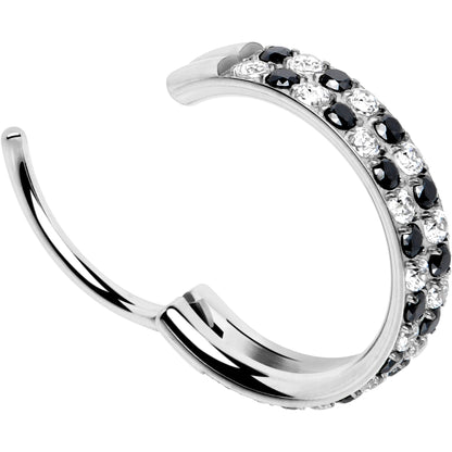 20G CZ Double Row Checkerboard Implant Grade Titanium Nose Hoop BodyCandy
