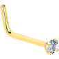 20G Gold Plated 925 Sterling Silver 2mm CZ L-Shape Nose Ring BodyCandy