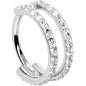 18G Double Row Micro Gem Implant Grade Titanium Hinged Double Hoop Nose Ring BodyCandy
