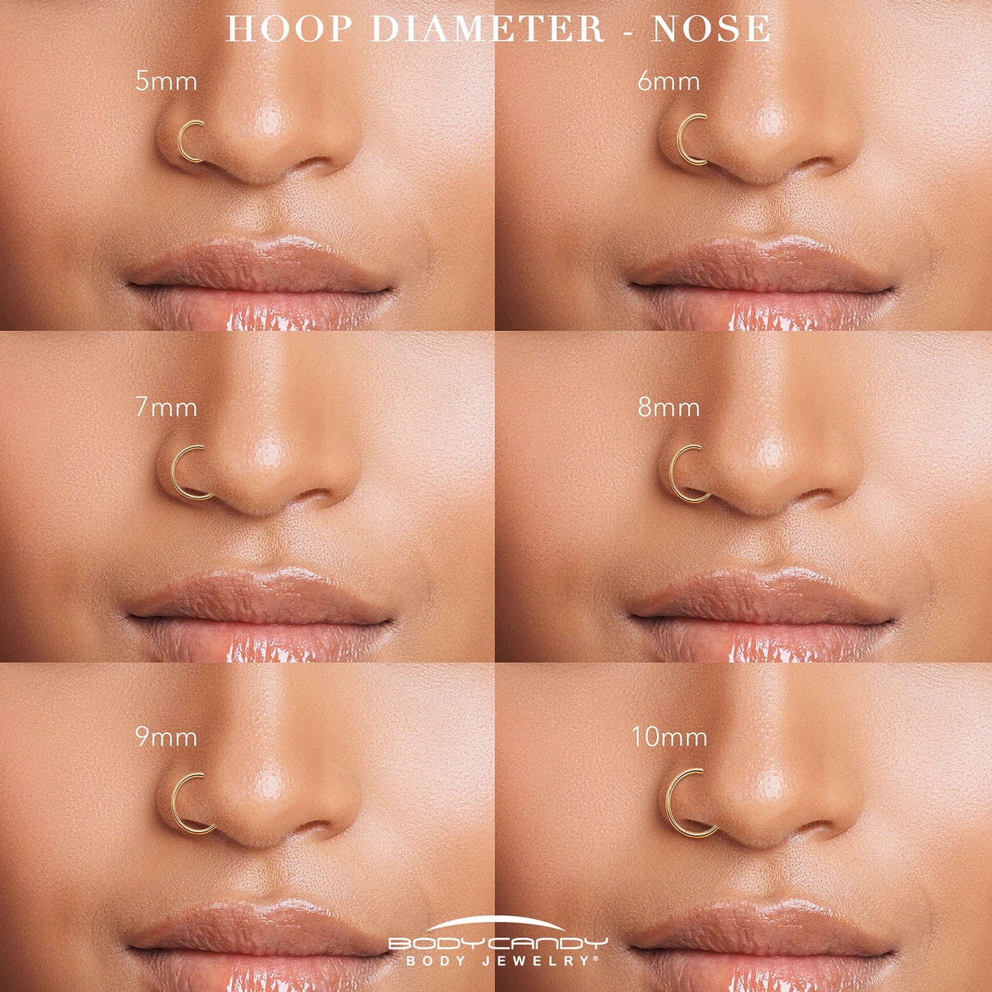 18G Double Row Micro Gem Implant Grade Titanium Hinged Double Hoop Nose Ring BodyCandy