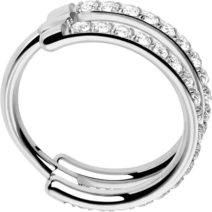 18G Double Row Micro Gem Implant Grade Titanium Hinged Double Hoop Nose Ring BodyCandy