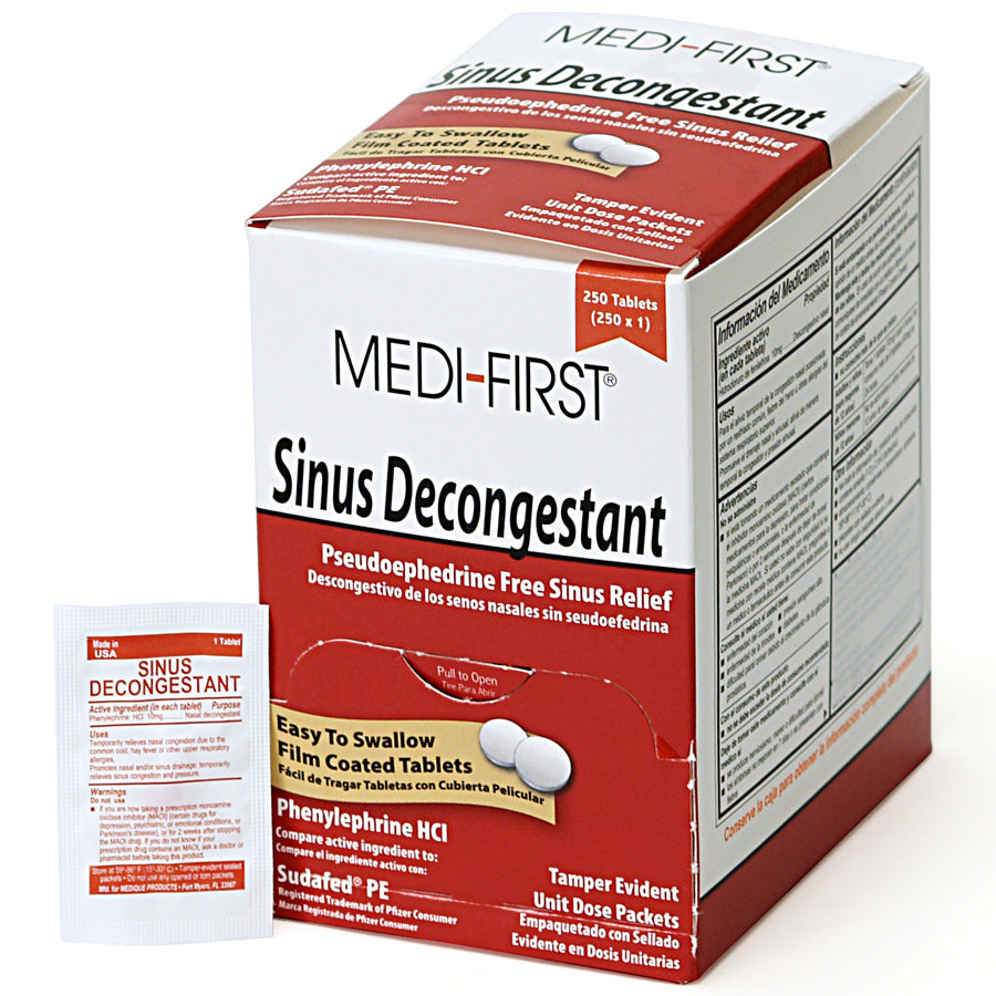 Sinus Decongestant, 250/box quakekits.com