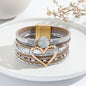 [Bohemian Heart Stone Bracelet] Bohemian Multi-Layer PU Leather Bracelet with Magnetic Clasp | Exaggerated Heart Stone Accent, Wide Cuff Statement Piece for Festival & Everyday, Style Layered Bangle - Year-Round Wear NovaCart