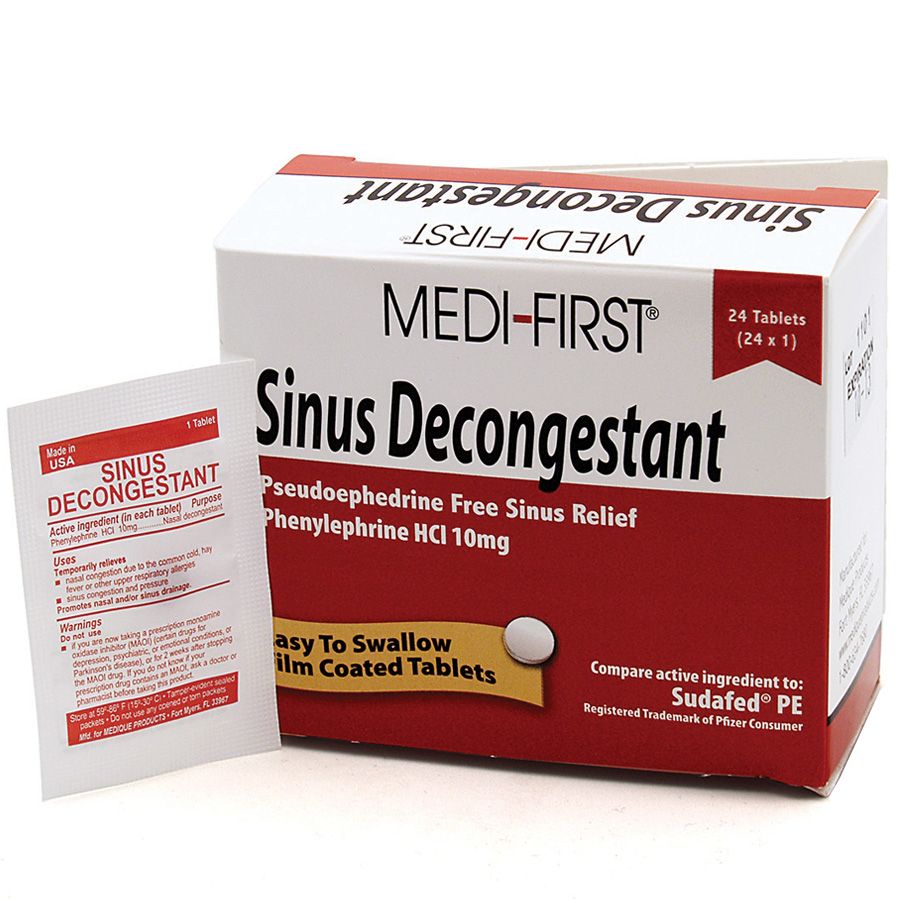 Sinus Decongestant, 24/box quakekits.com