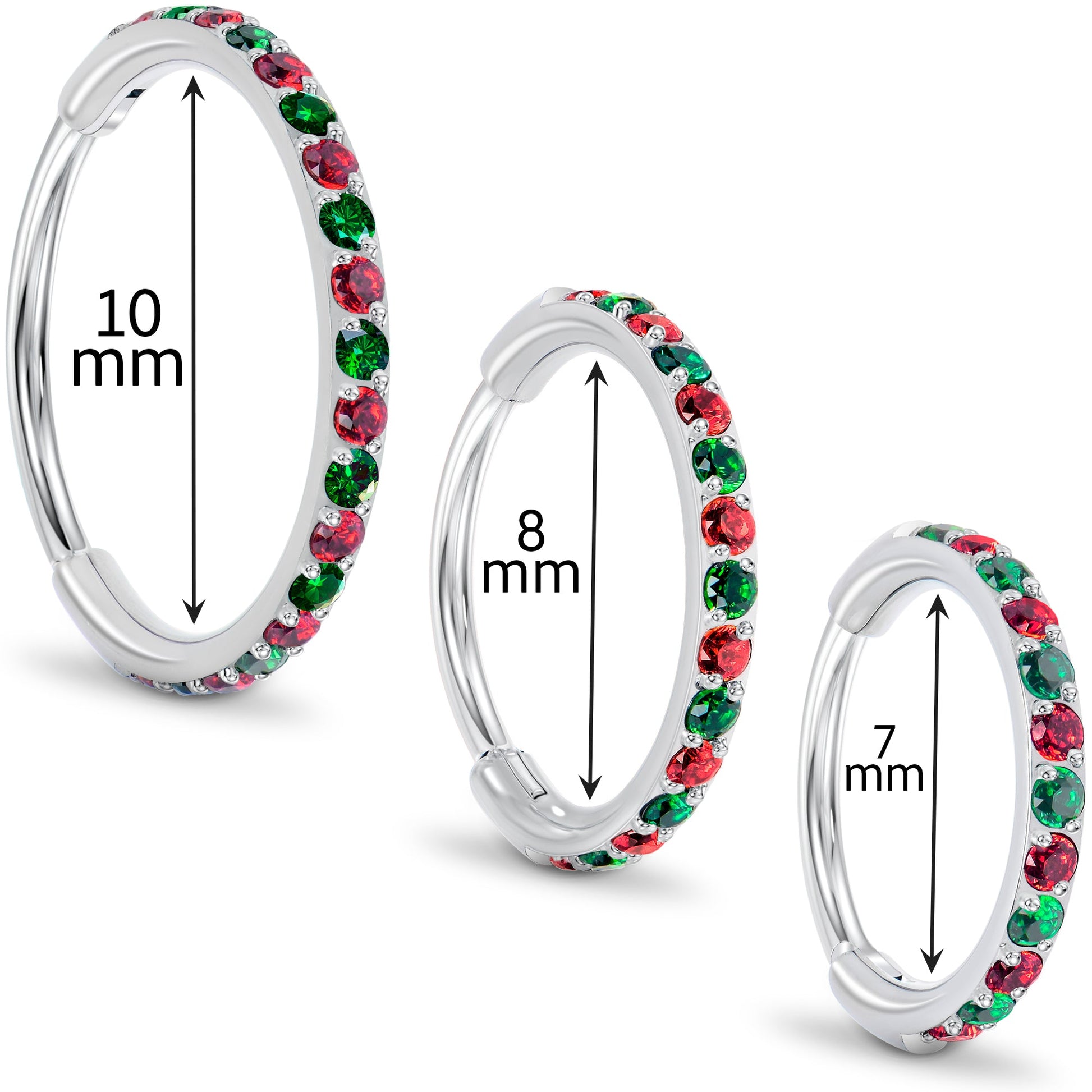 20G Micro Gem Titanium Hinged Nose Hoop - Christmas Nose Ring BodyCandy