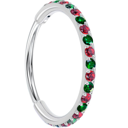 20G Micro Gem Titanium Hinged Nose Hoop - Christmas Nose Ring BodyCandy