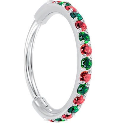 20G Micro Gem Titanium Hinged Nose Hoop - Christmas Nose Ring BodyCandy